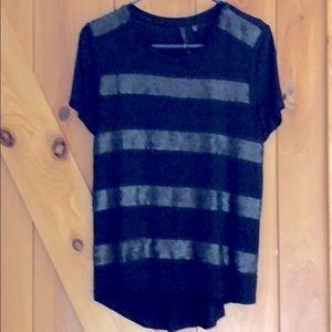 New Joe’s Jeans Black Sequin Striped Short Sleeve